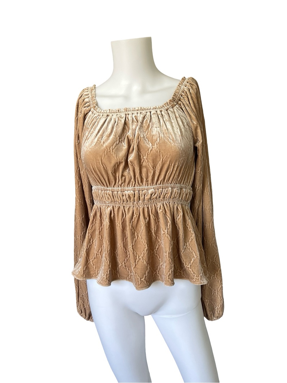 Sterling & Stitch Brown Velvet Babydoll Top Whimsigoth Peasant Womens Size Small - Picture 9 of 9